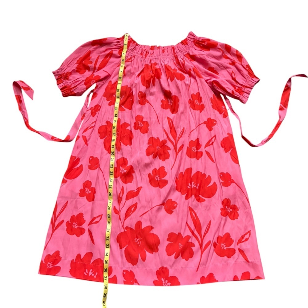 NWOT Mersea Ibiza two tone pink floral gathered neckline dress size small . - Picture 6 of 8